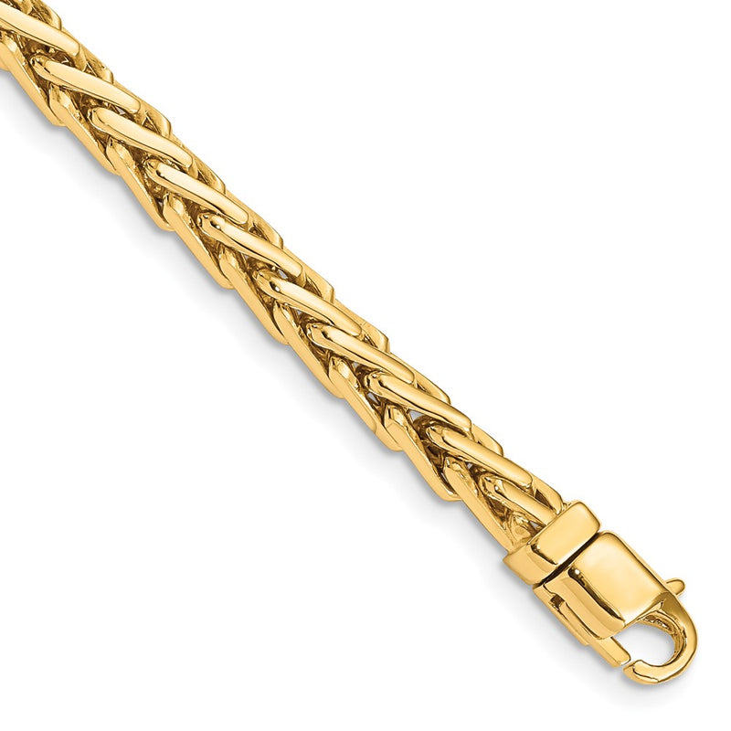 10K Yellow Gold 4.4mm Hand-Polished Flat-Edged Woven Link Chain Bracelet
