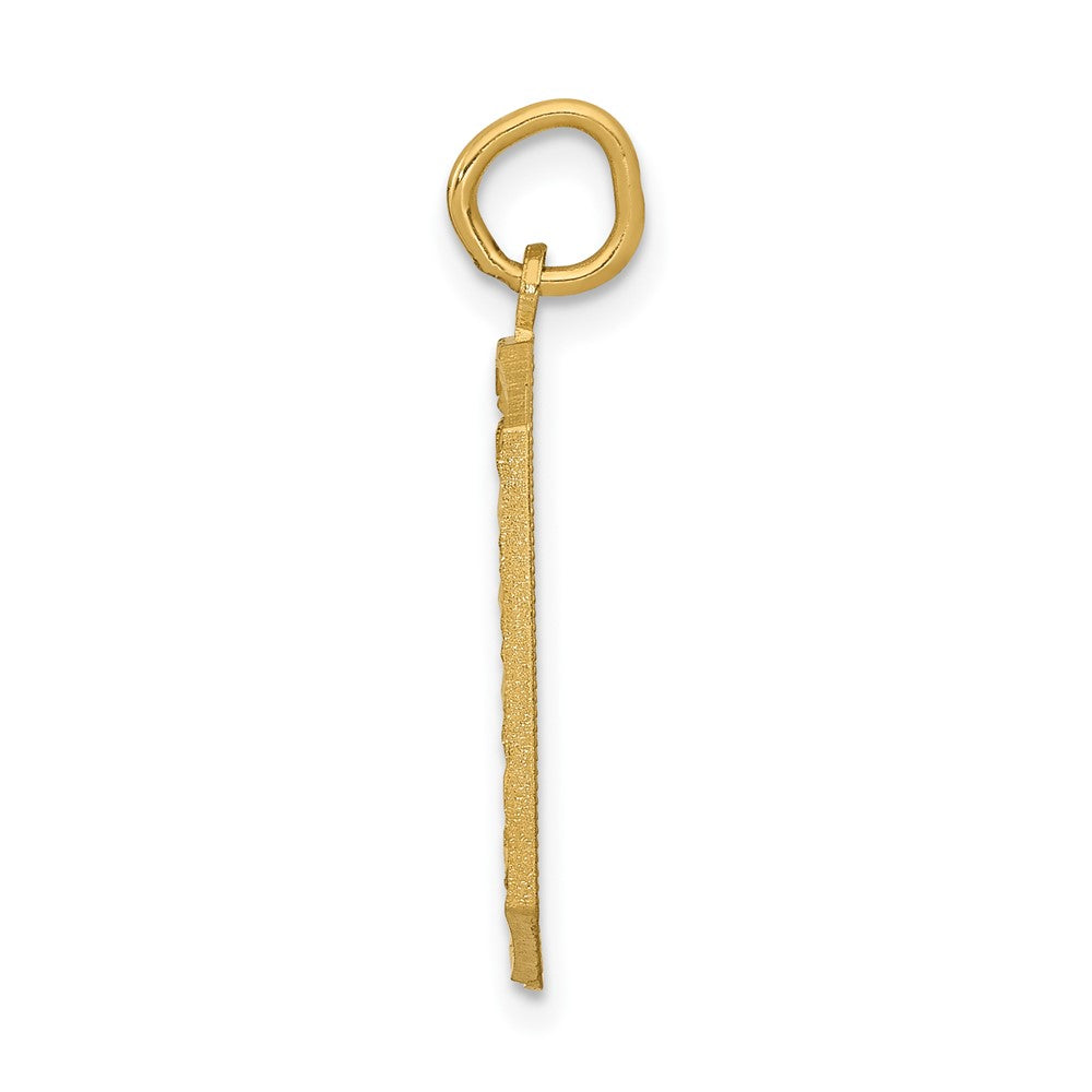 10K Yellow Gold Large Brushed Diamond-Cut Number 0 Charm