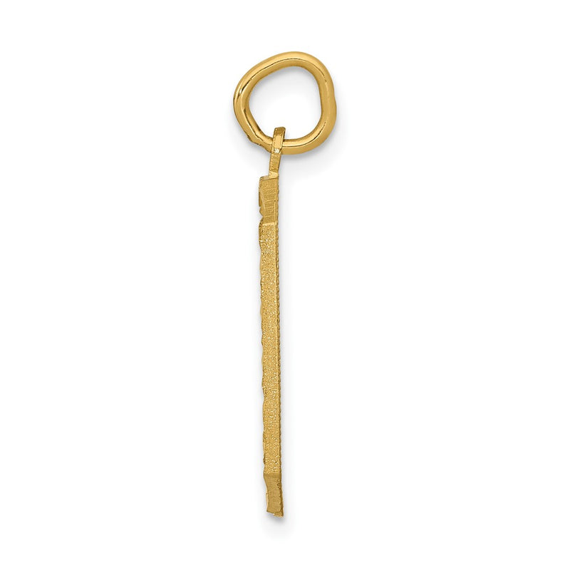 10K Yellow Gold Large Brushed Diamond-Cut Number 0 Charm