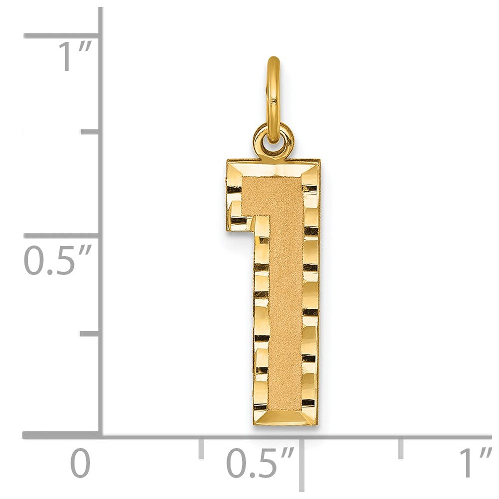 10K Yellow Gold 10Ky Casted Large Diamond Cut Number 1 Charm