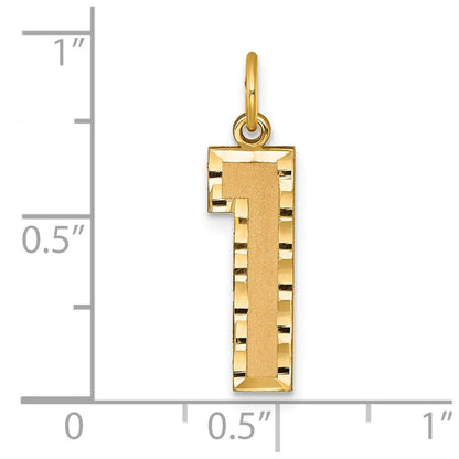 10K Yellow Gold 10Ky Casted Large Diamond Cut Number 1 Charm