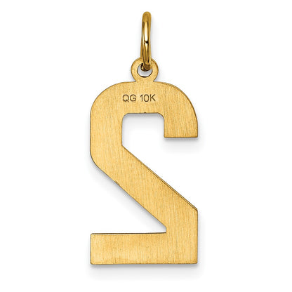 10K Yellow Gold 10Ky Casted Large Diamond Cut Number 2 Charm