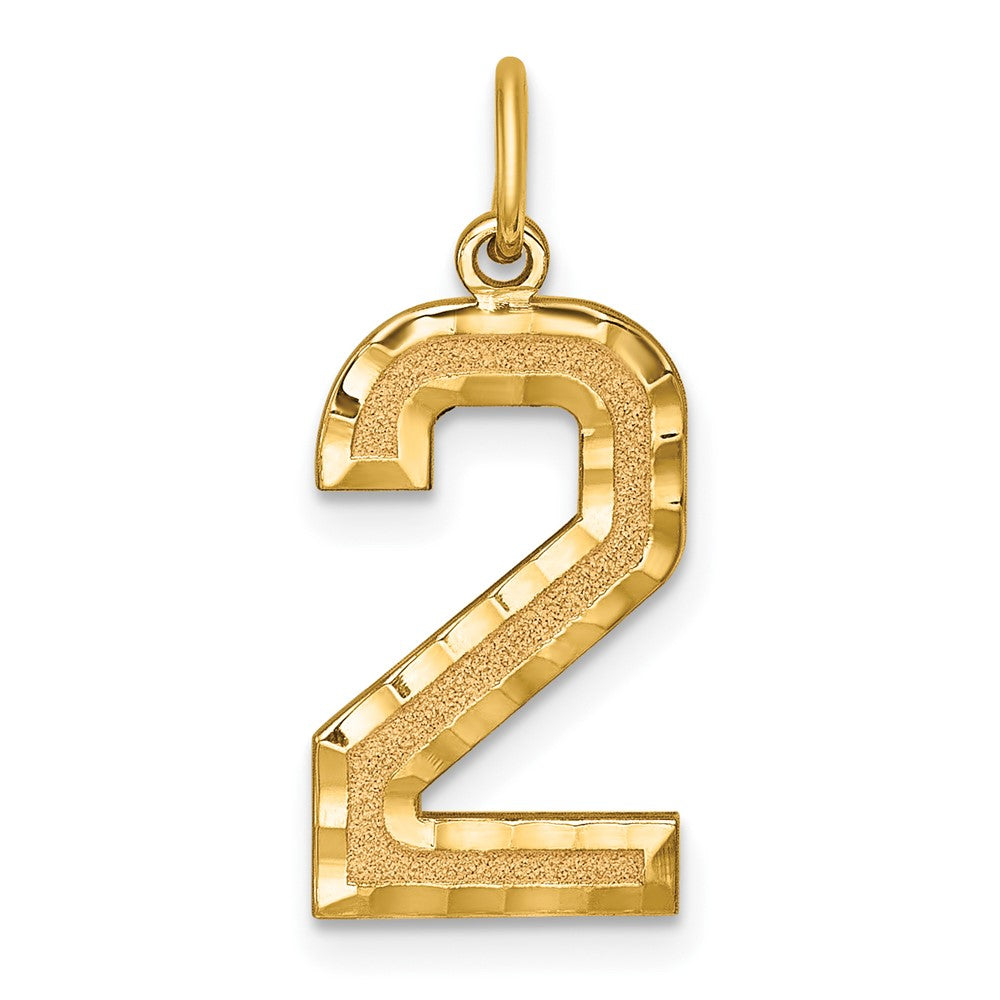 10K Yellow Gold 10Ky Casted Large Diamond Cut Number 2 Charm