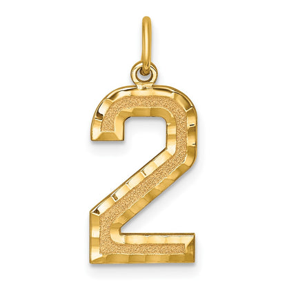 10K Yellow Gold 10Ky Casted Large Diamond Cut Number 2 Charm