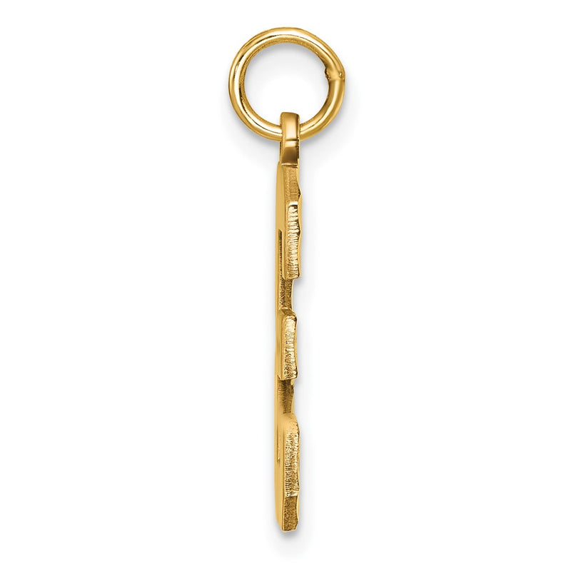 10K Yellow Gold 10Ky Casted Large Diamond Cut Number 3 Charm
