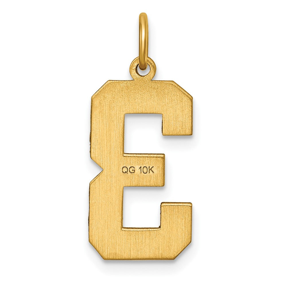 10K Yellow Gold 10Ky Casted Large Diamond Cut Number 3 Charm