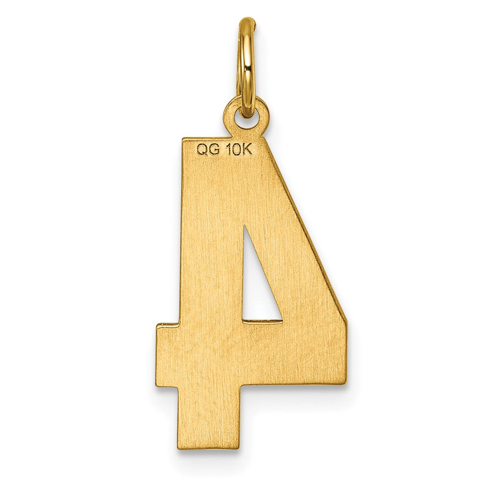 10K Yellow Gold 10Ky Casted Large Diamond Cut Number 4 Charm