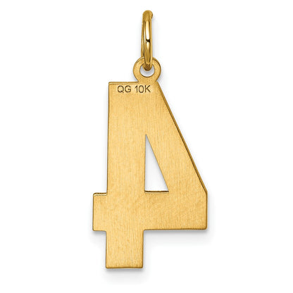 10K Yellow Gold 10Ky Casted Large Diamond Cut Number 4 Charm