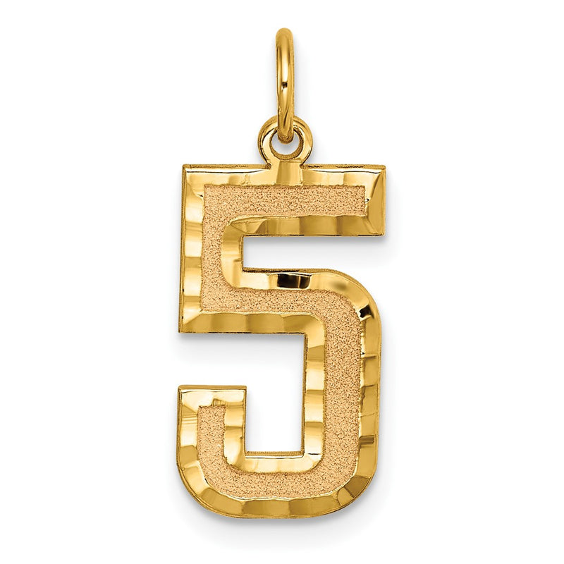 10K Yellow Gold 10Ky Casted Large Diamond Cut Number 5 Charm