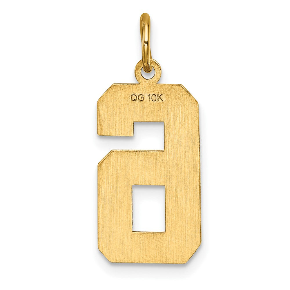 10K Yellow Gold 10Ky Casted Large Diamond Cut Number 6 Charm