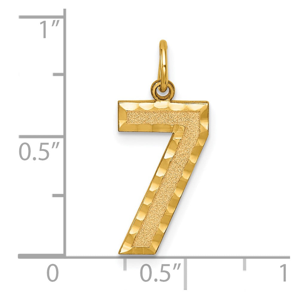 10K Yellow Gold 10Ky Casted Large Diamond Cut Number 7 Charm