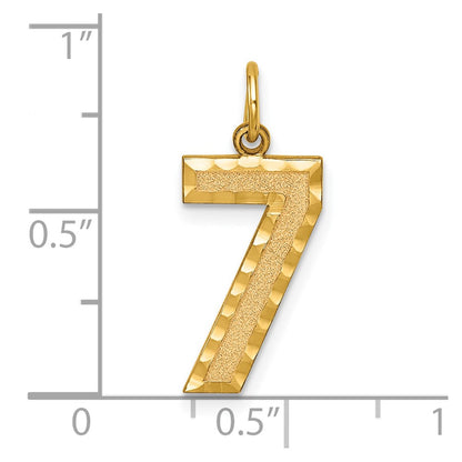 10K Yellow Gold 10Ky Casted Large Diamond Cut Number 7 Charm