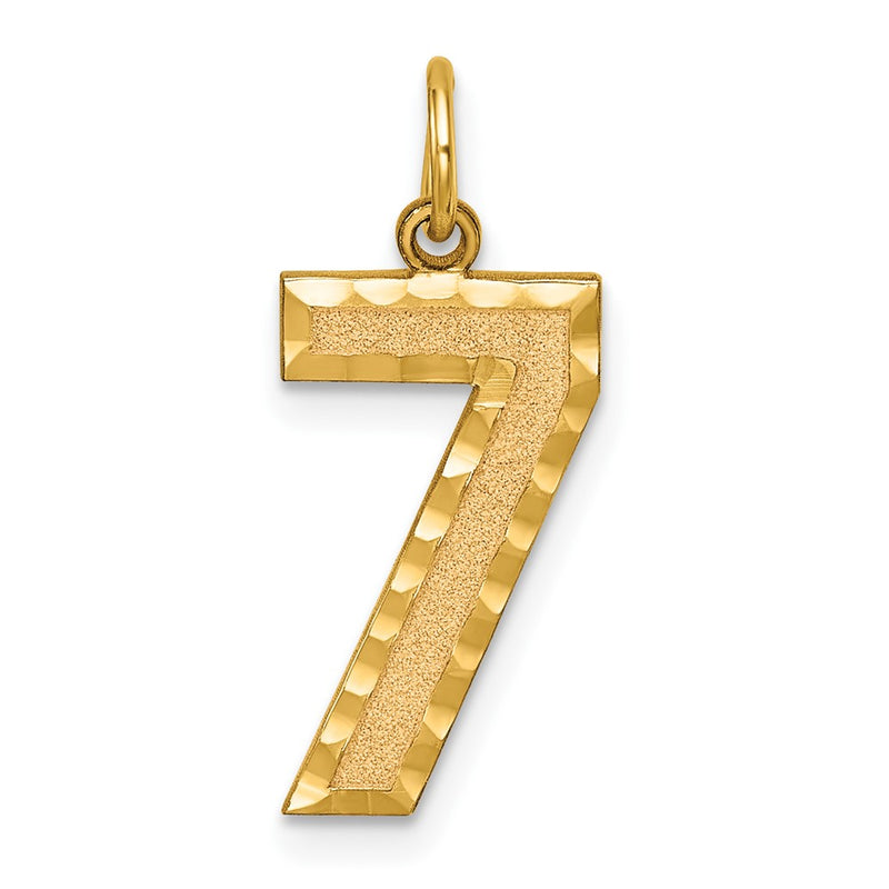 10K Yellow Gold 10Ky Casted Large Diamond Cut Number 7 Charm