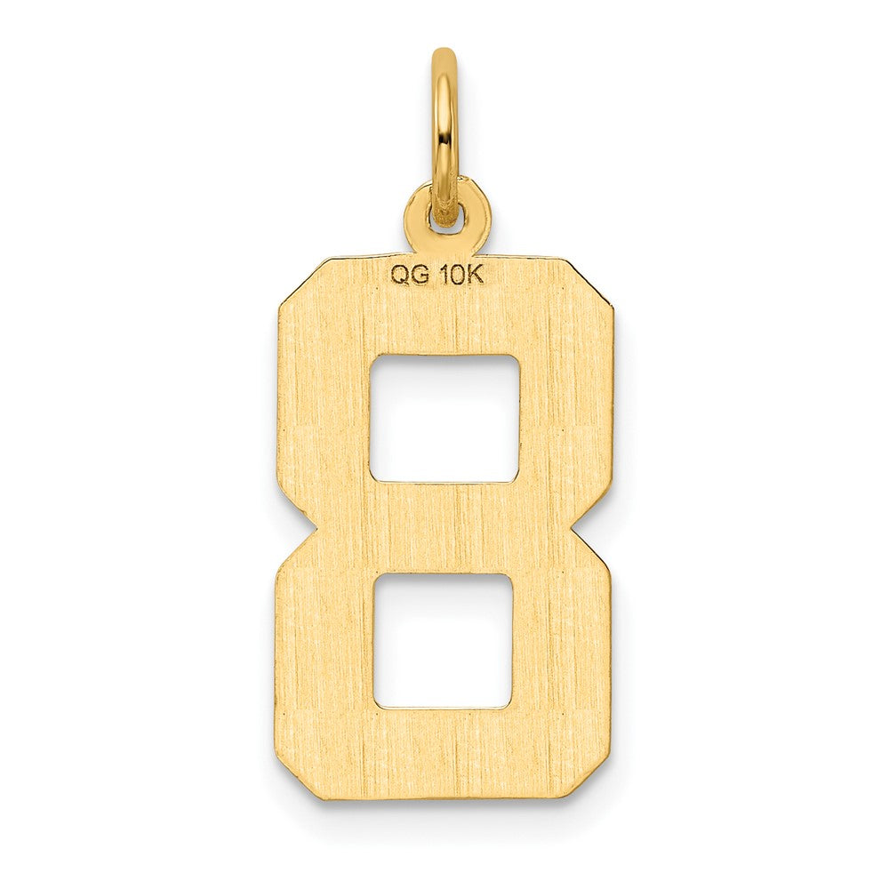 10K Yellow Gold 10Ky Casted Large Diamond Cut Number 8 Charm