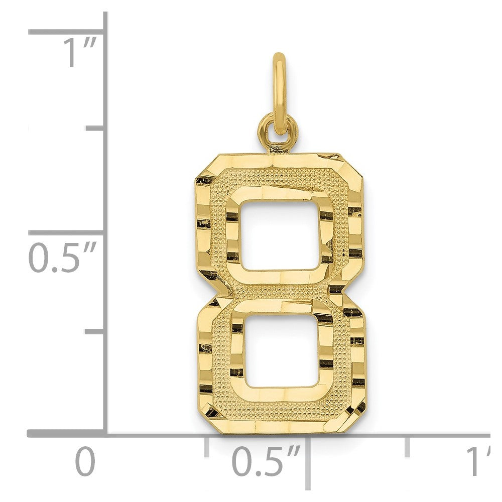 10K Yellow Gold 10Ky Casted Large Diamond Cut Number 8 Charm
