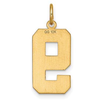 10K Yellow Gold 10Ky Casted Large Diamond Cut Number 9 Charm