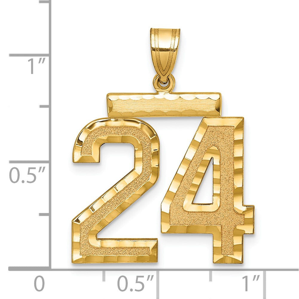 10K Yellow Gold 10Ky Casted Large Diamond-Cut Number 24 Charm
