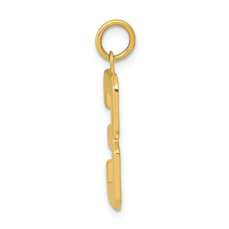 10K Yellow Gold Large Polished Number 3 Charm