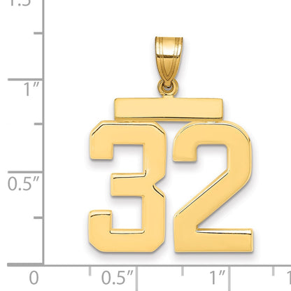 10K Yellow Gold Large Polished Number 32 Charm