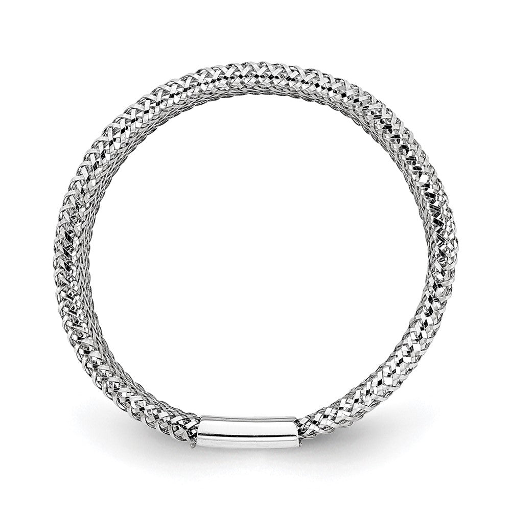 10K Yellow Gold White Rhodium Plating Stretch Ring