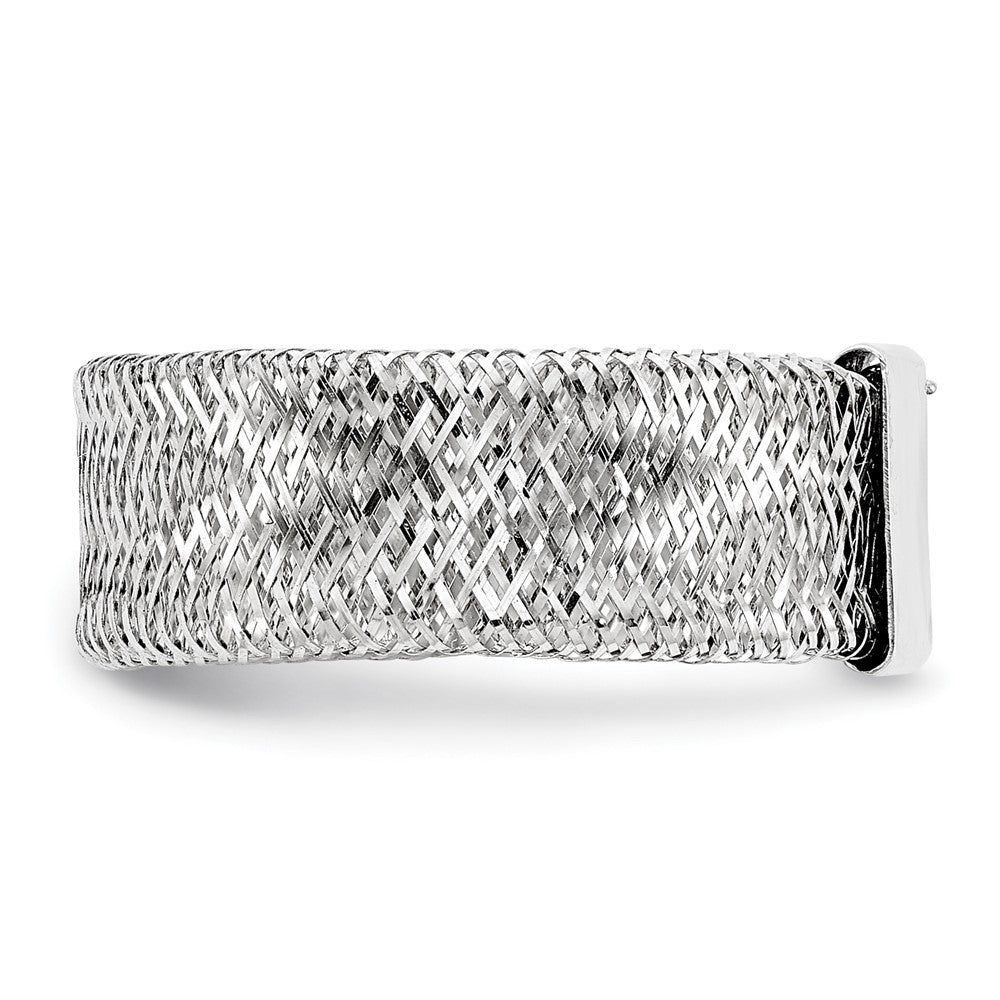 10K Yellow Gold White Rhodium Plating Stretch Ring