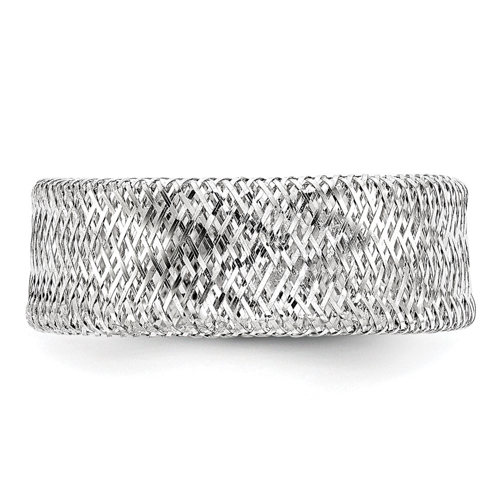 10K Yellow Gold White Rhodium Plating Stretch Ring