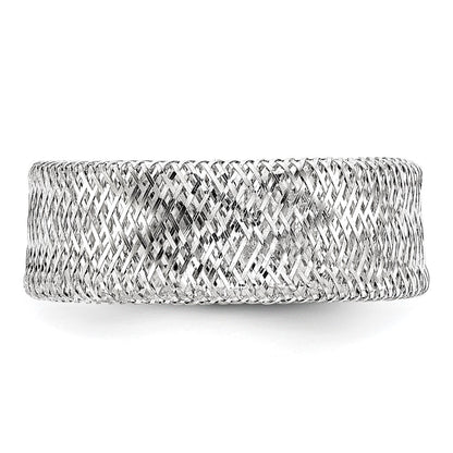 10K Yellow Gold White Rhodium Plating Stretch Ring