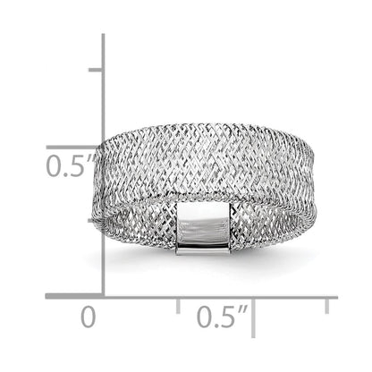 10K Yellow Gold White Rhodium Plating Stretch Ring
