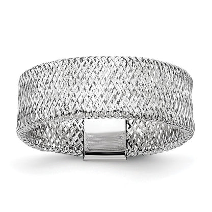 10K Yellow Gold White Rhodium Plating Stretch Ring