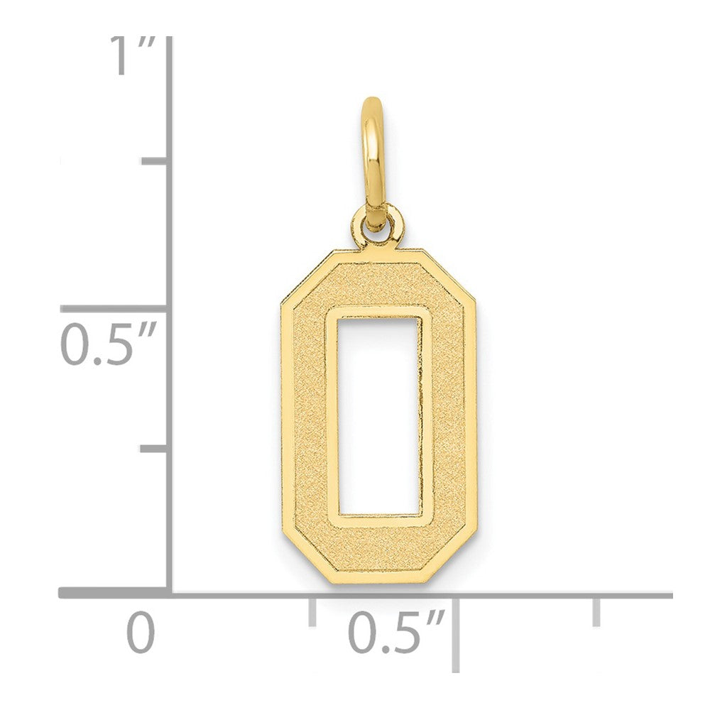 10K Yellow Gold Medium Satin Number 0 Charm