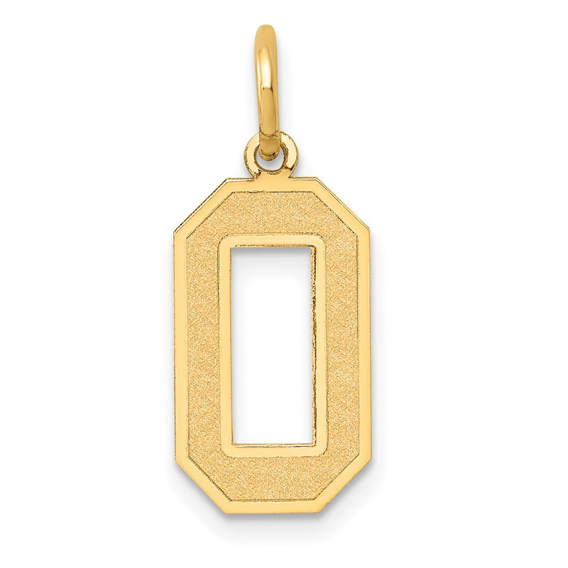 10K Yellow Gold Medium Satin Number 0 Charm
