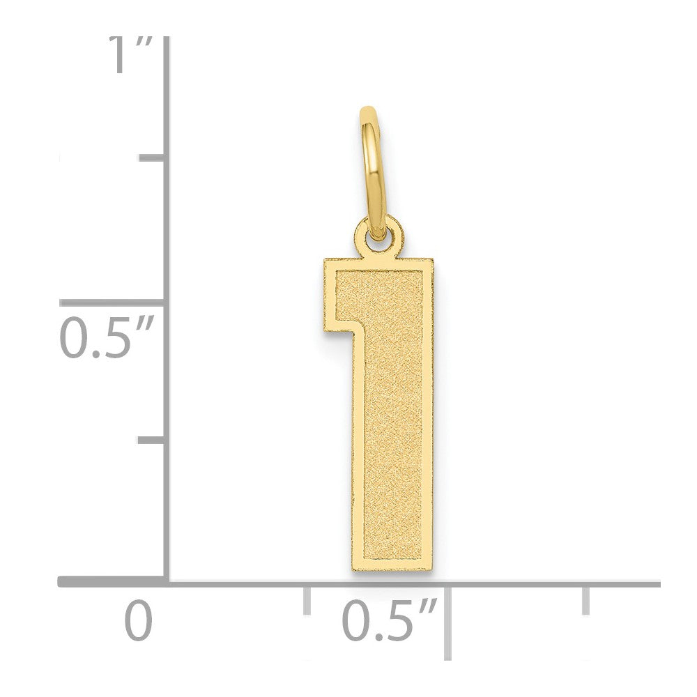 10K Yellow Gold Medium Satin Number 1 Charm