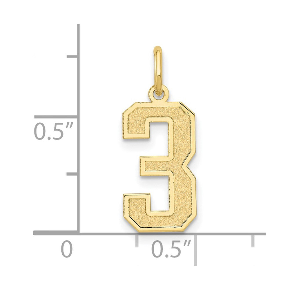 10K Yellow Gold Medium Satin Number 3 Charm