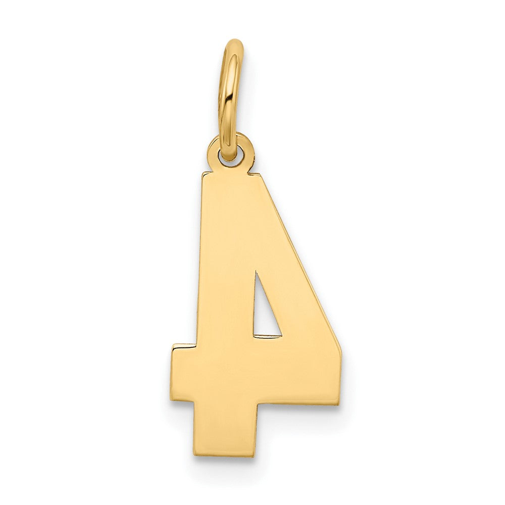 10K Yellow Gold Medium Satin Number 4 Charm