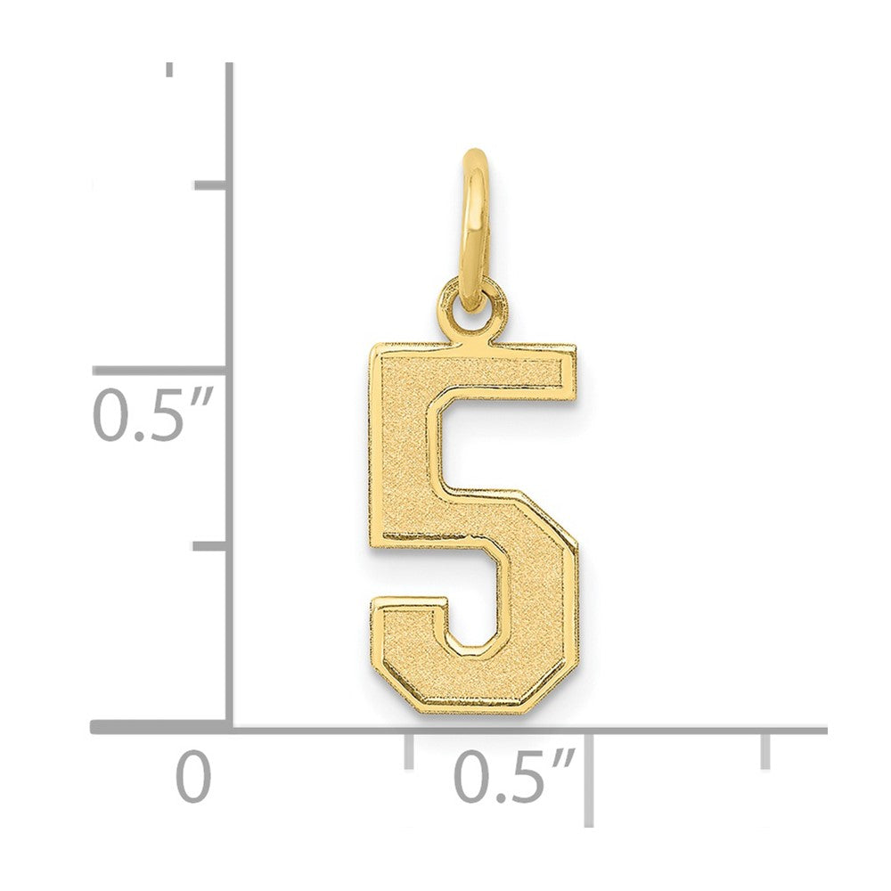 10K Yellow Gold Medium Satin Number 5 Charm