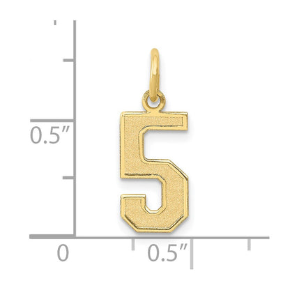 10K Yellow Gold Medium Satin Number 5 Charm
