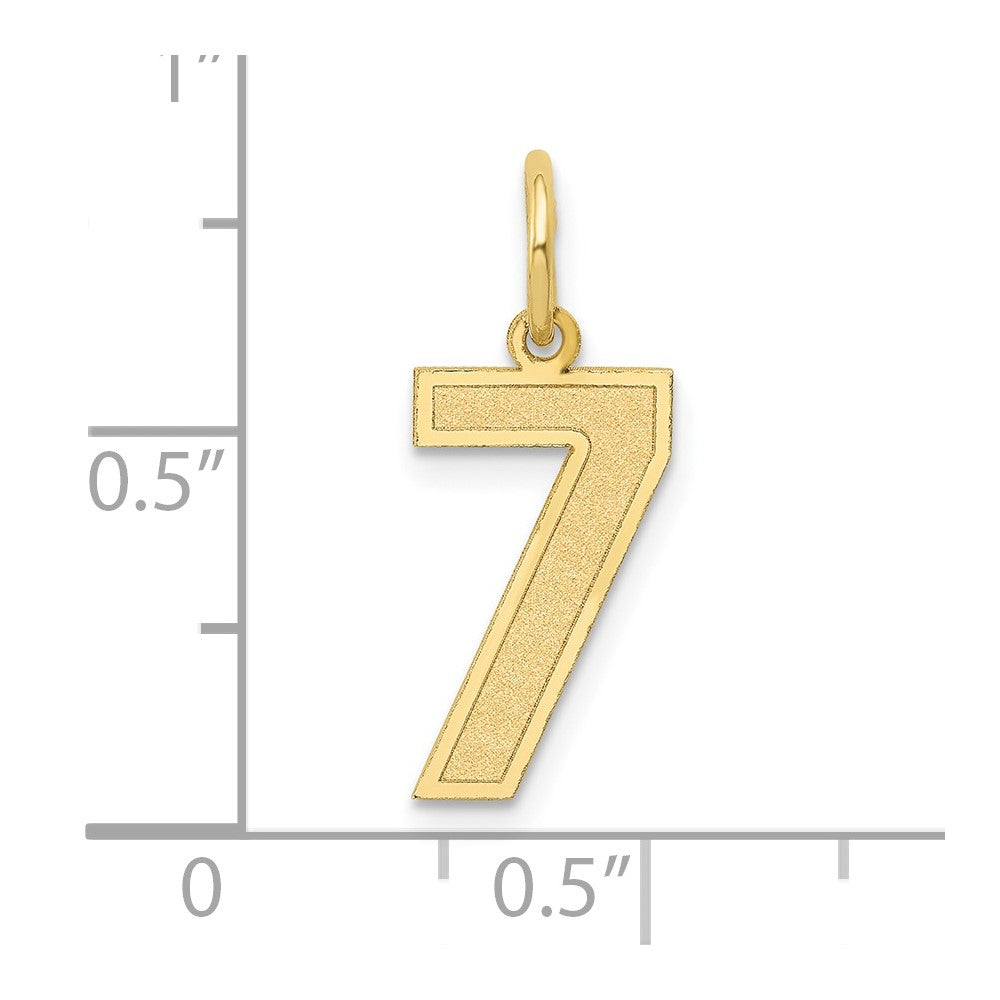 10K Yellow Gold Medium Satin Number 7 Charm