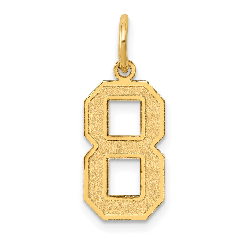10K Yellow Gold Medium Satin Number 8 Charm