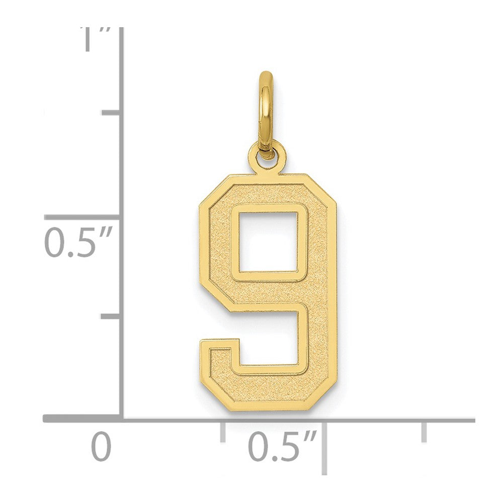 10K Yellow Gold Medium Satin Number 9 Charm