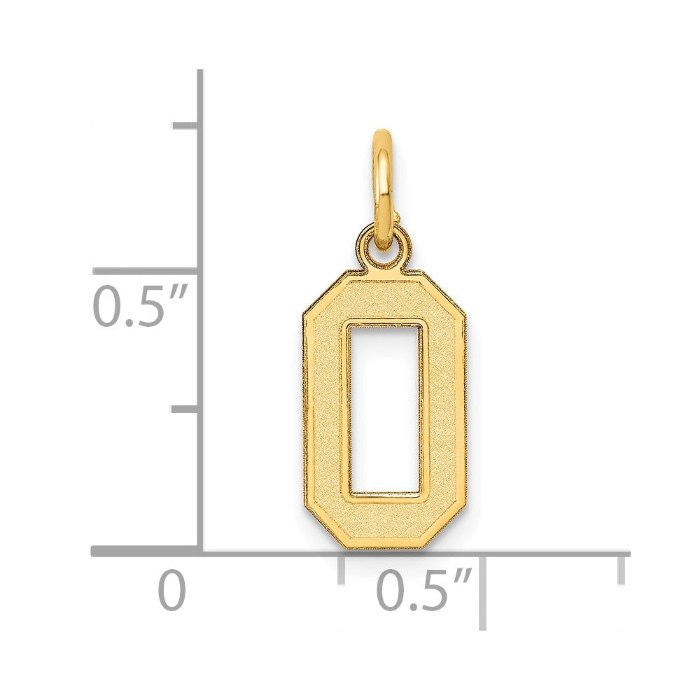 10K Yellow Gold Small Satin Number 0 Charm