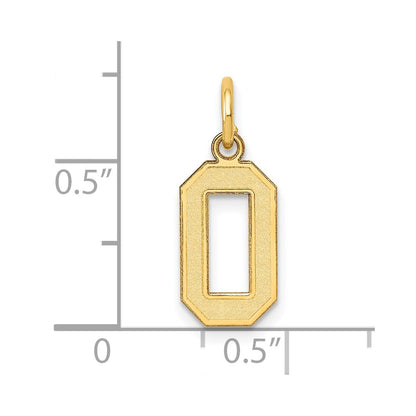 10K Yellow Gold Small Satin Number 0 Charm