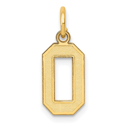 10K Yellow Gold Small Satin Number 0 Charm