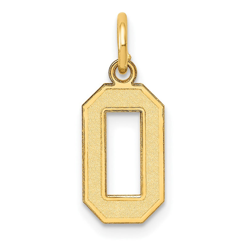 10K Yellow Gold Small Satin Number 0 Charm