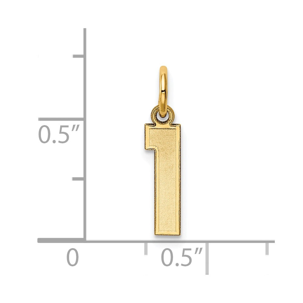 10K Yellow Gold Small Satin Number 1 Charm