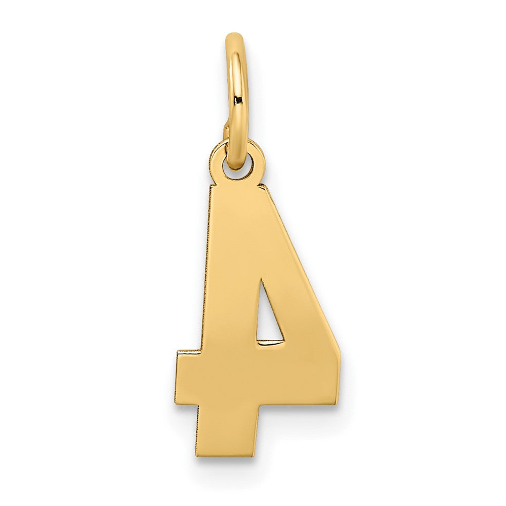 10K Yellow Gold Small Satin Number 4 Charm