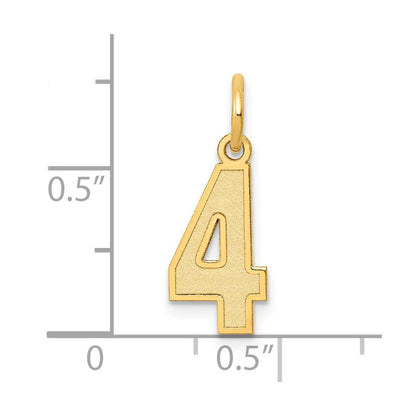 10K Yellow Gold Small Satin Number 4 Charm