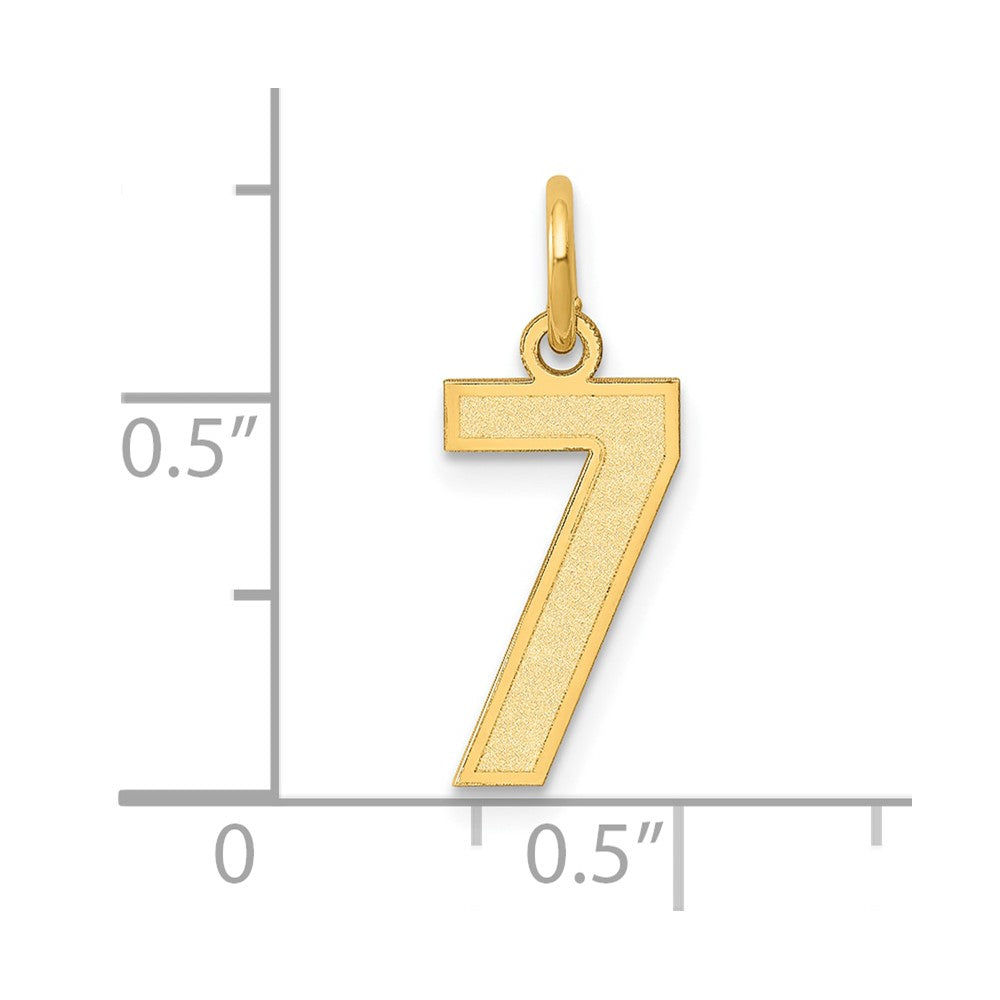 10K Yellow Gold Small Satin Number 7 Charm