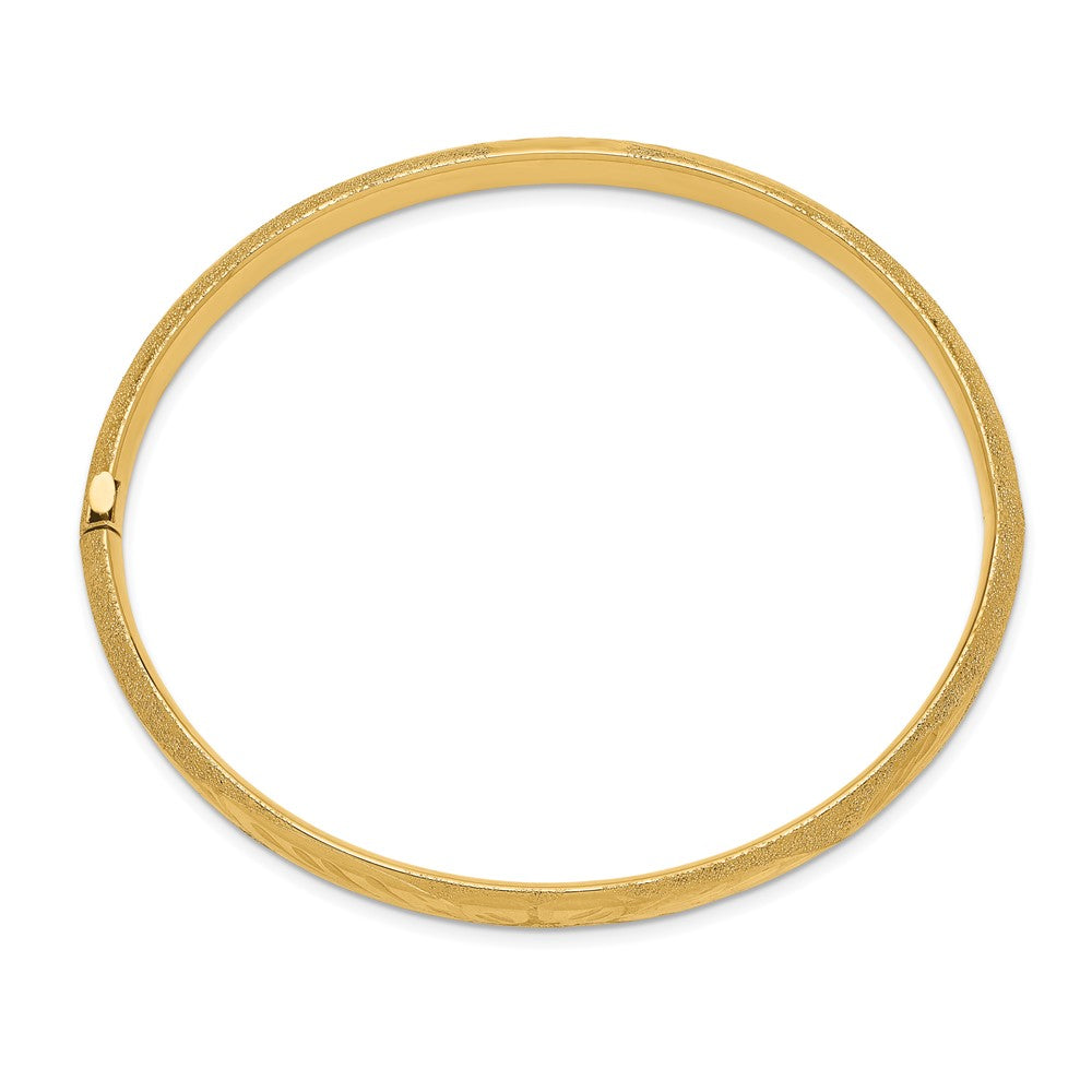 10K Yellow Gold 4/16 Laser Cut Hinged Bangle Bracelet