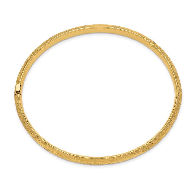 10K Yellow Gold 4/16 Laser Cut Hinged Bangle Bracelet