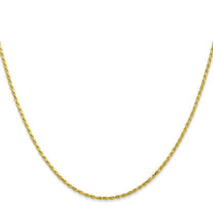 10K Yellow Gold 1.3mm D/C Machine Made Rope Chain Necklace